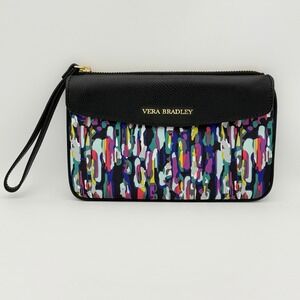 Vera Bradley Envelope Wristlet Wallet Watercolor‎ Brushstrokes Faux Leather Trim